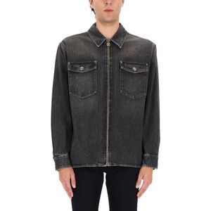 VERSACE Medusa Zip-Up Denim Jacket Men BLACK Outerwear